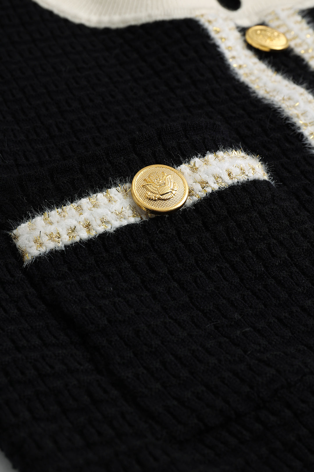 Örgü Zincir Düğmeli Uzun Kollu midi Elbise