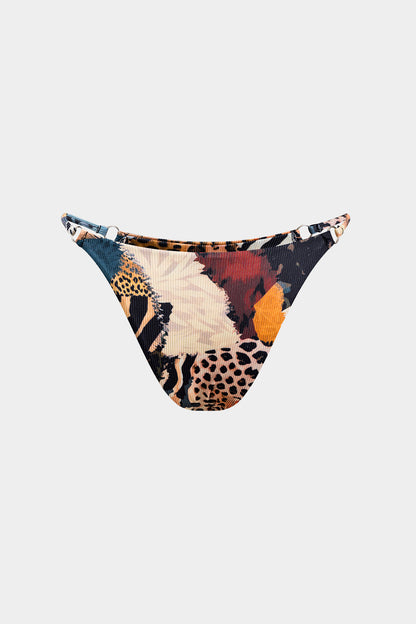 Leopar Desenli Bağcıklı Sırtı Açık Bikini Takımı
