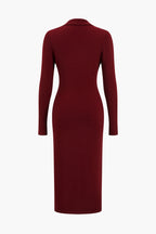 Düğmeli Kazak maksi Elbise