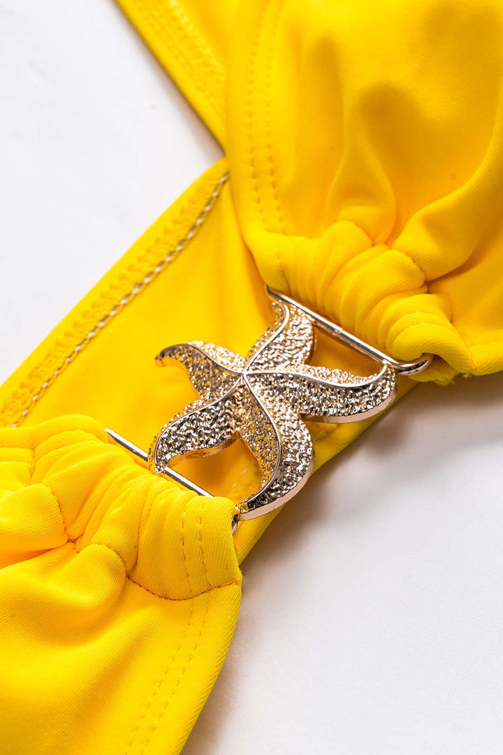 Metalik Yıldız Dekorlu Kıvrımlı Bikini Takımı