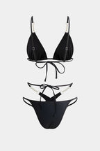 Buruşuk İnci Çapraz Bağcıklı Bikini Takımı