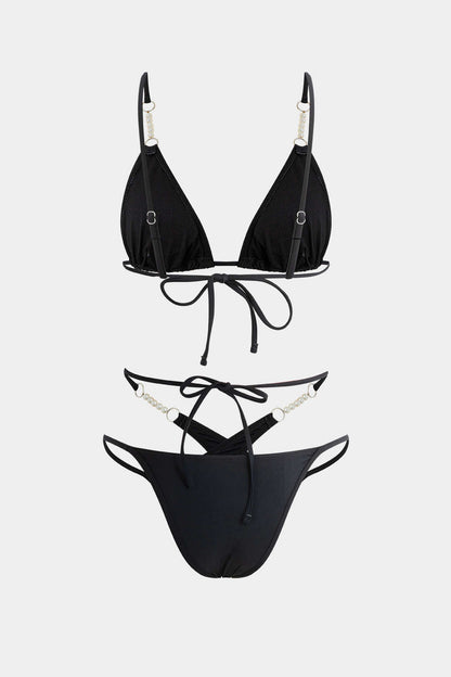 Buruşuk İnci Çapraz Bağcıklı Bikini Takımı