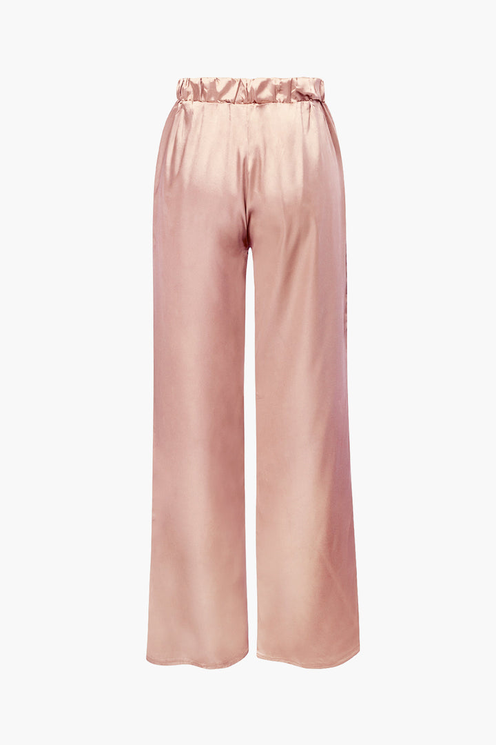 Saphire Saten Düğmeli Gömlek ve Pantolon Takım