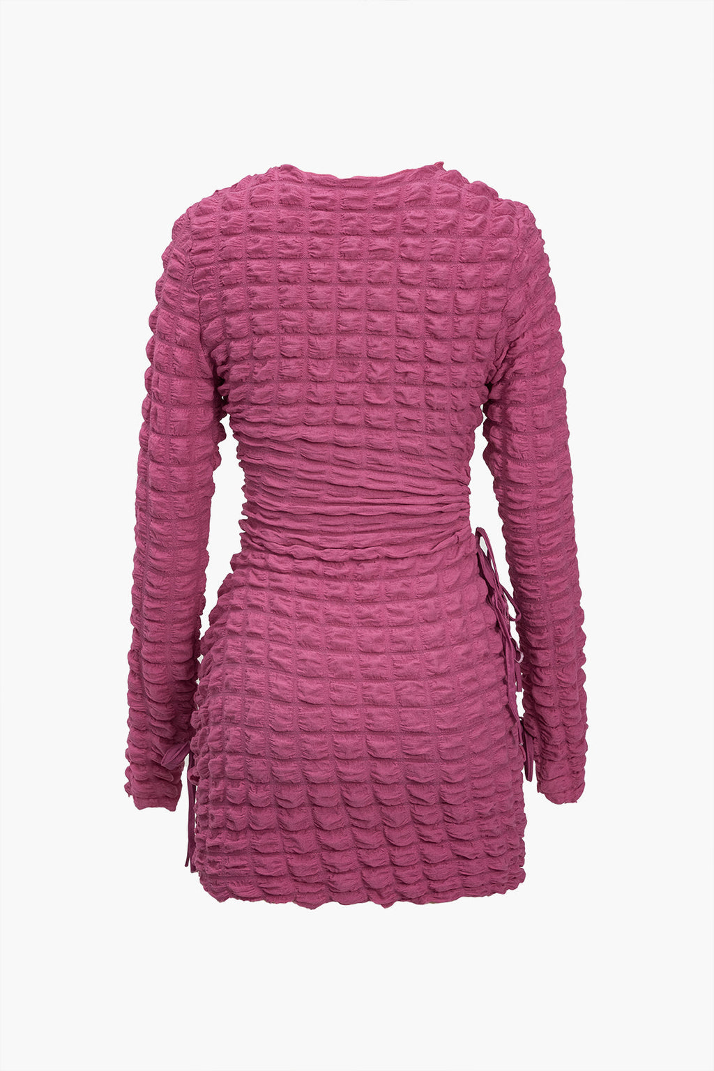 Puf Dokulu Uzun Kollu Mini Elbise