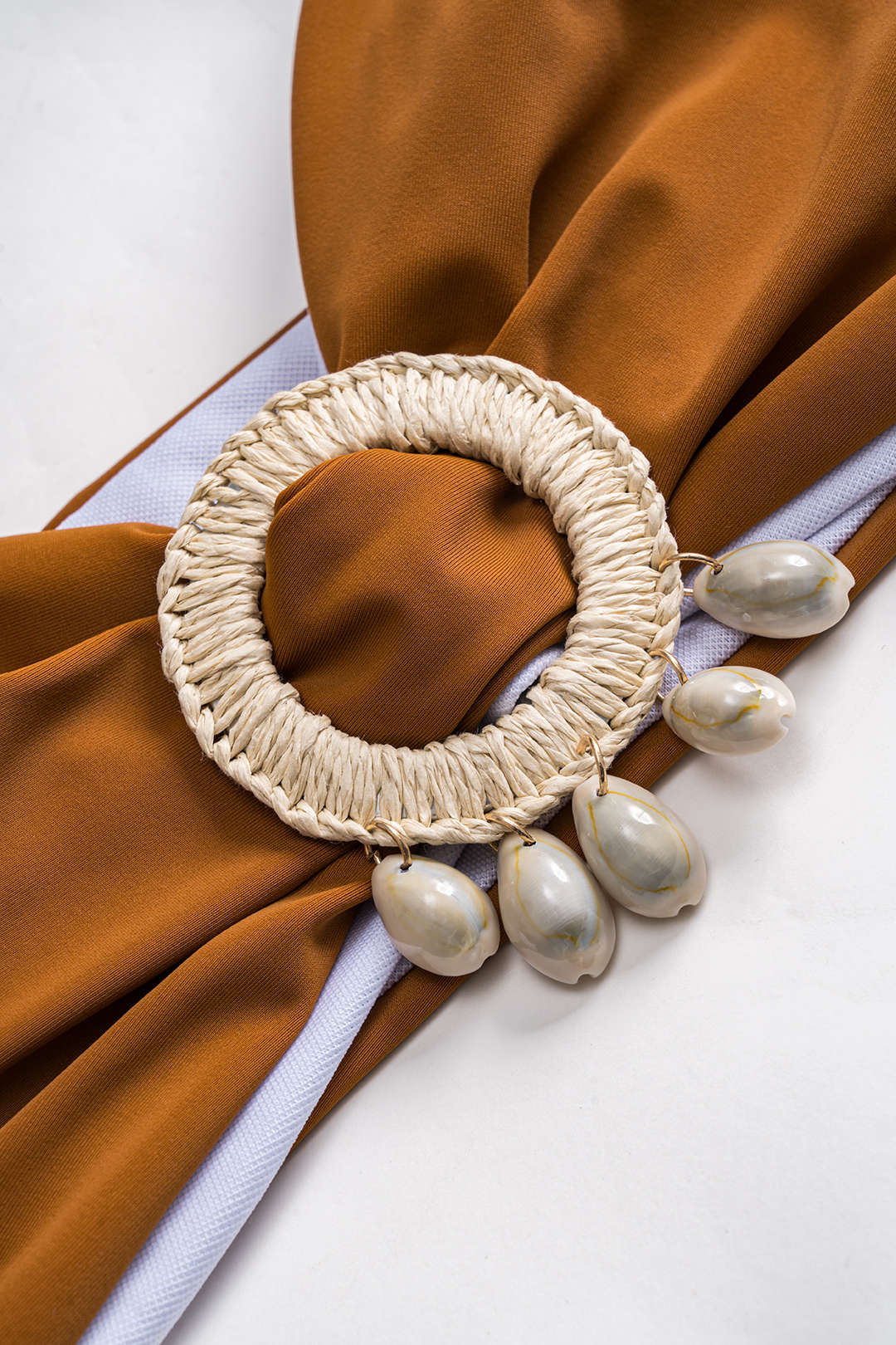 Kontrast Kabuk Dekorlu Kırışık Bikini Takımı