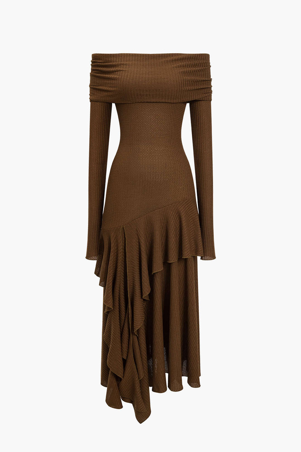 Katı Asimetrik Düşük Omuz maksi Elbise