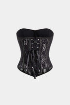 Lace Büstiyer Bağcıklı Tube Top ve Tanga Seti