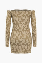 Omuzu Açık Fileli Mini Elbise