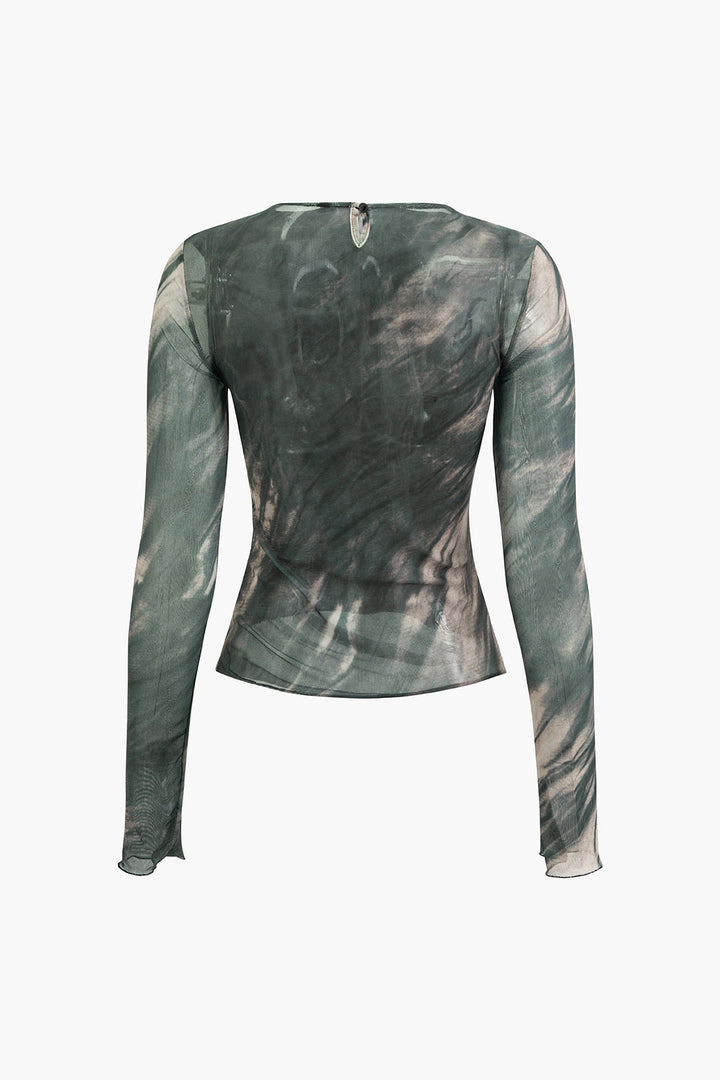 Batik Dantelli File Uzun Kollu top