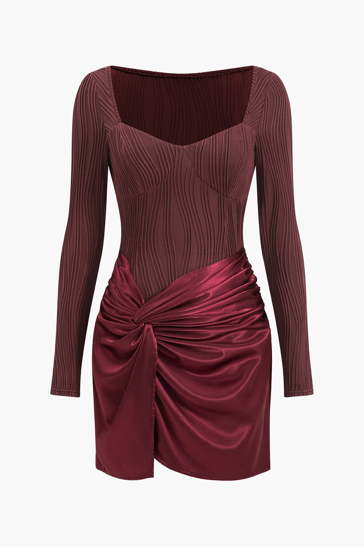 Patchwork Düğümlü Dantelli Mini Elbise