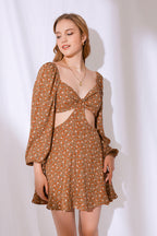 Indie All The Way Cut-Out Çiçekli Mini Elbise