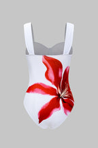 Desenli Büstiyer Karın Toparlayıcı Tek Parça Mayo ve Mayo Eteği Pareo Takımı