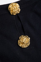 Katı Kapalı Omuz Düğmesi Yuvarlak Yaka Kesilmiş Mini Elbise