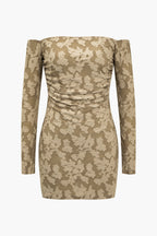 Omuzu Açık Fileli Mini Elbise