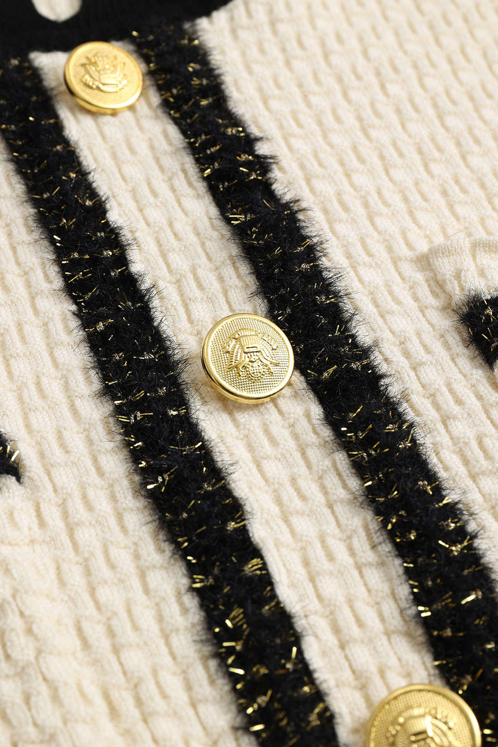 Örgü Zincir Düğmeli Uzun Kollu midi Elbise