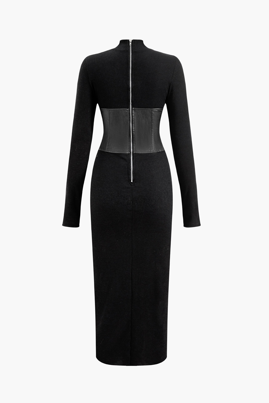 Katı Deri Patchwork Midi Elbise