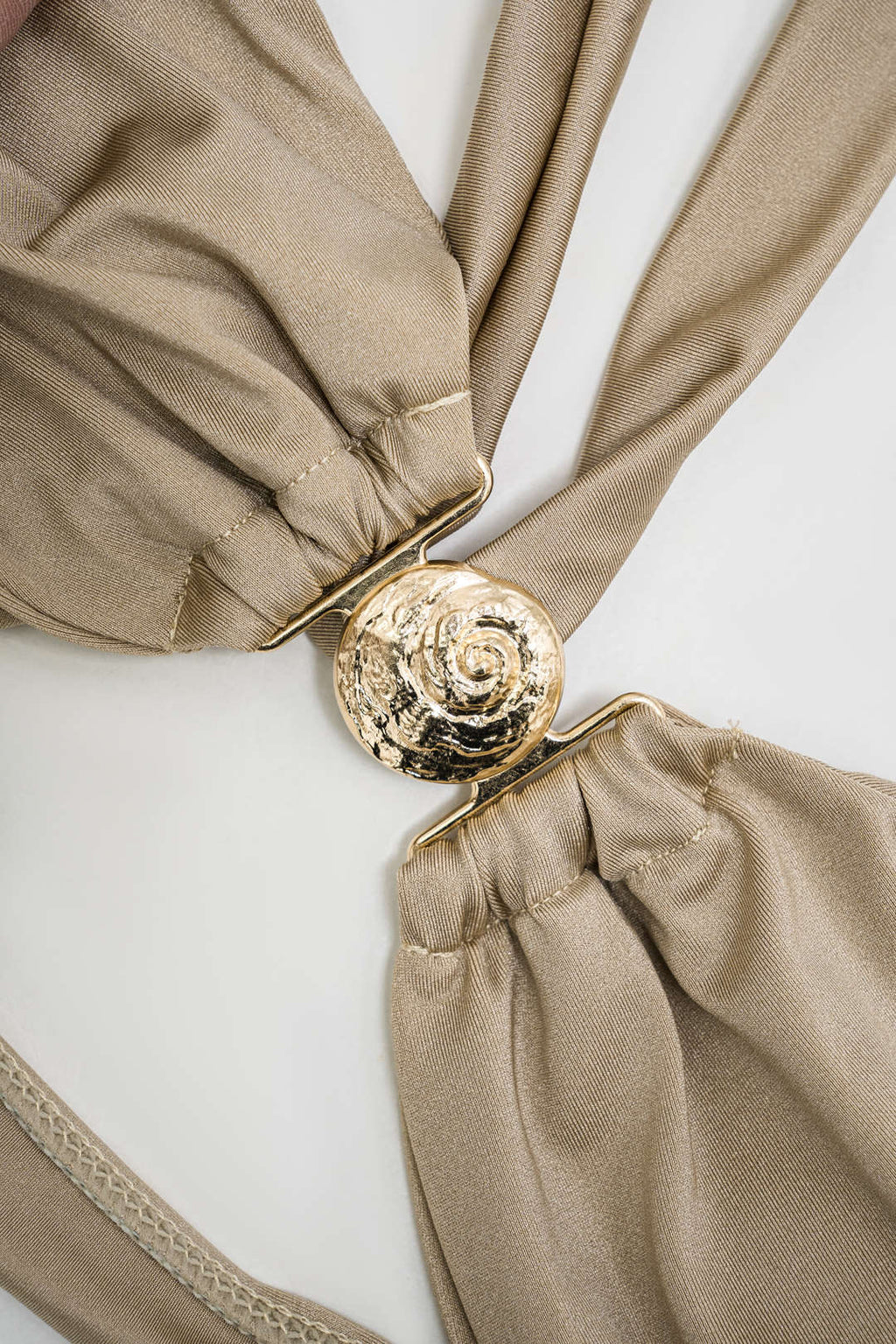 Metalik Büzgülü Bağlamalı Bikini Takımı