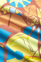 Tropikal Desenli Püsküllü Sırt Dekolteli Bikini Takımı