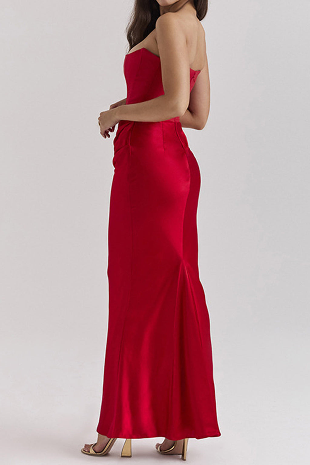 Katmanlı Straplez Deniz Kızı maksi Elbise