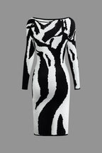 Kontrast Triko Uzun Kollu midi Elbise