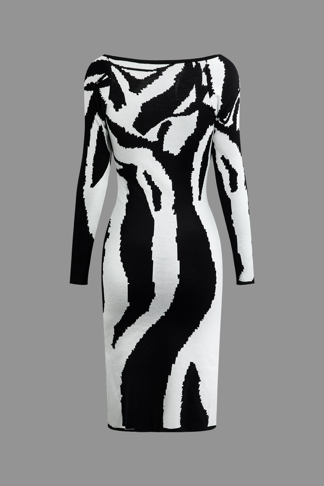 Kontrast Triko Uzun Kollu midi Elbise