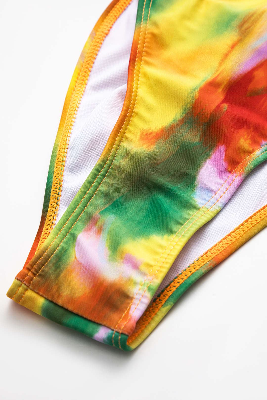 Tie Dye Desenli Büzgülü Dönme Kırma Bağlamalı Bikini Takımı