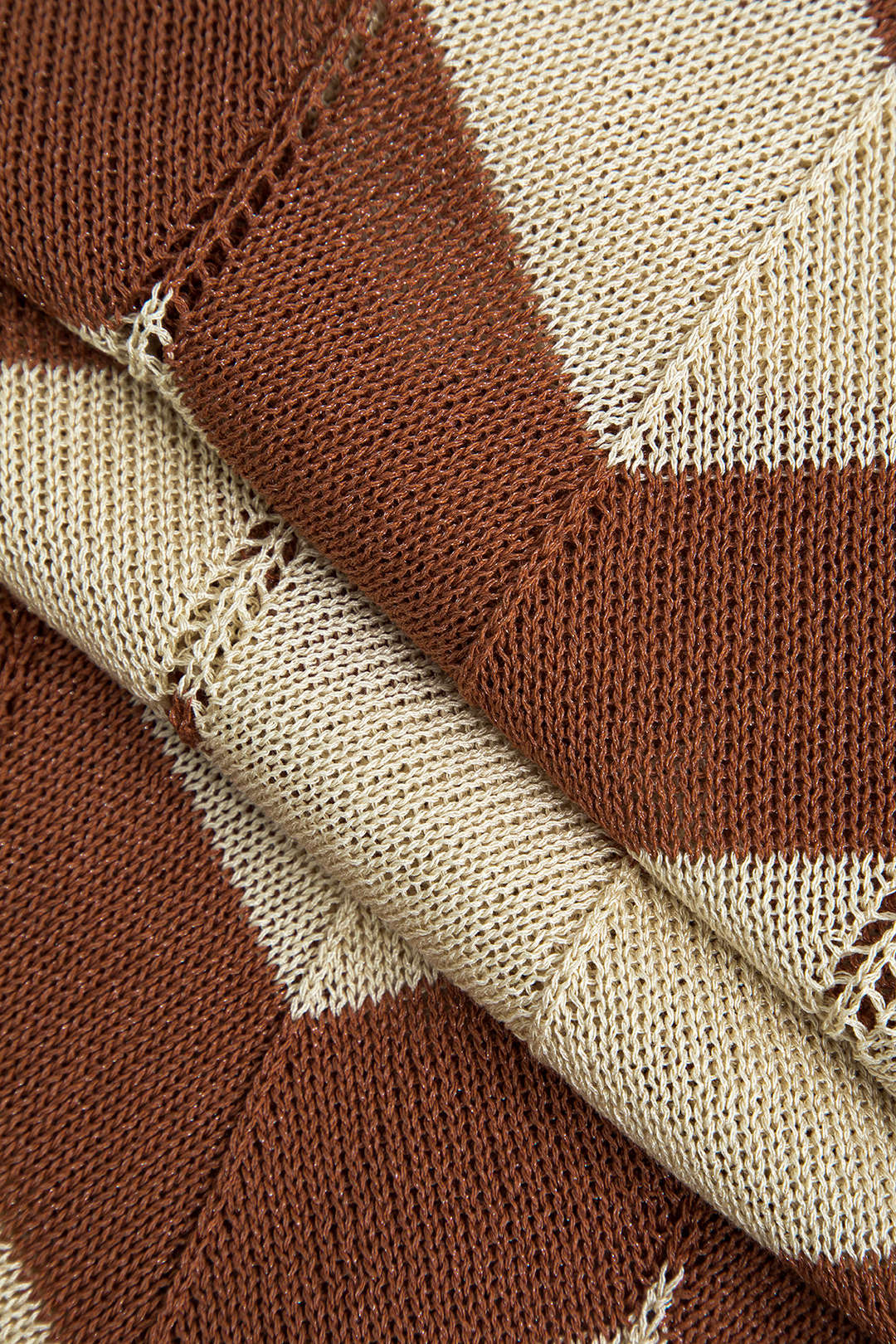 Renk Bloklu Desenli Örgü Kesilmiş Bağlamalı maksi Elbise