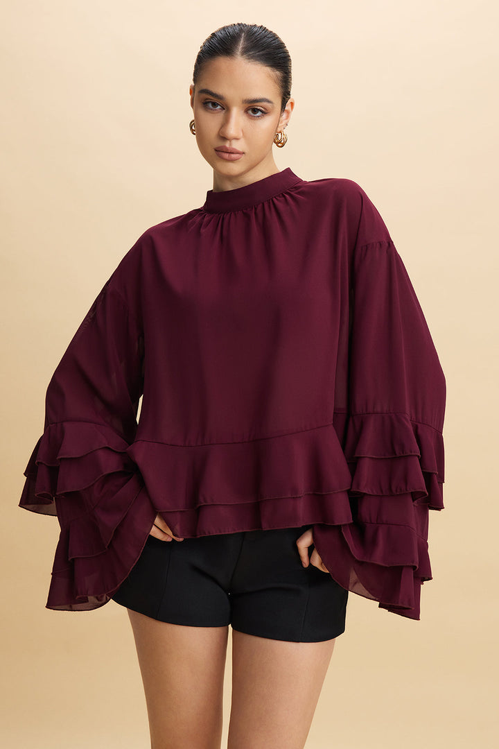 Uzun kollu Şifon Üst