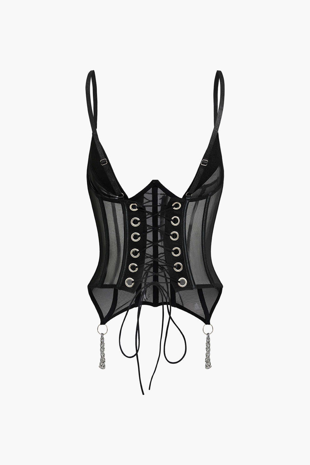 Tül Zincir Detaylı Büstiyer Bağlamalı Jartiyer Takımı