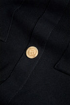 Düğme Cepli V Yaka Midi Elbise