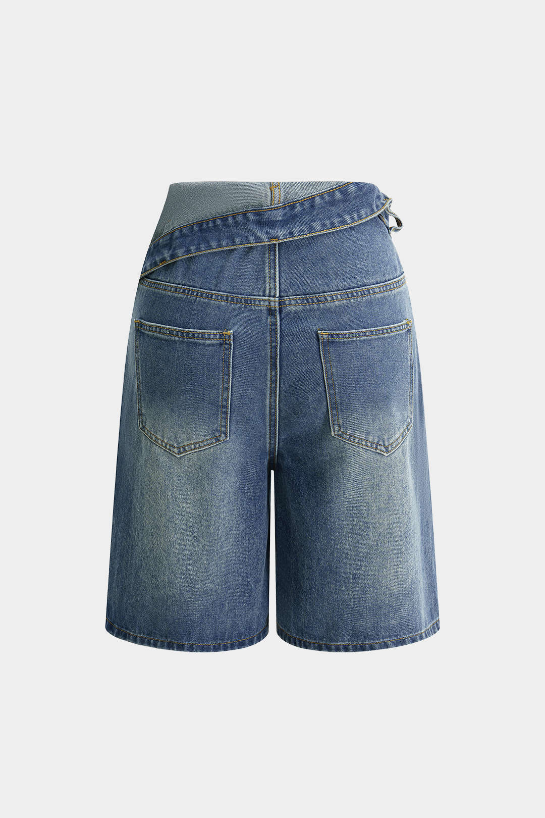 Denim Asimetrik Cepli Şort