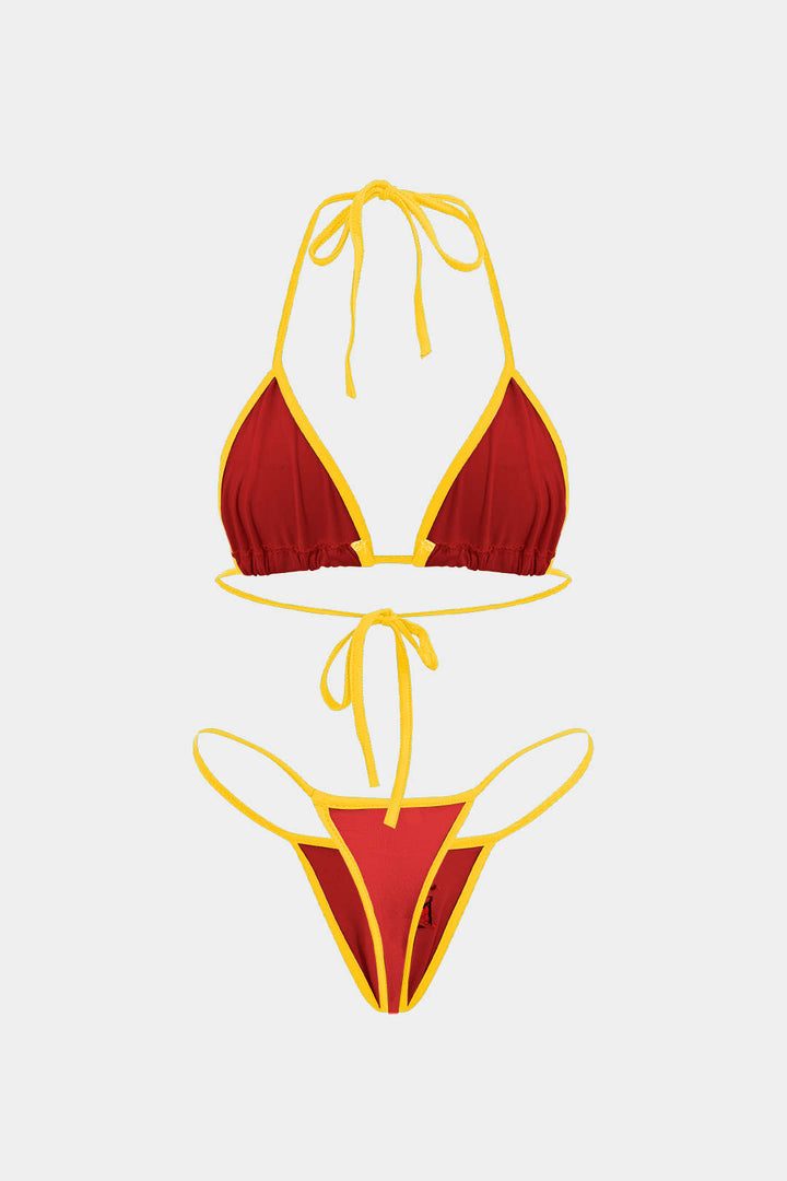 Nakışlı Kontrast Bikini Takımı