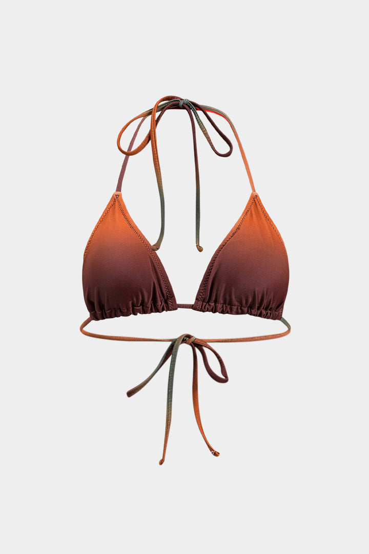 Ombre Baskılı File Bikini ve Mayo Eteği Pareo Takım