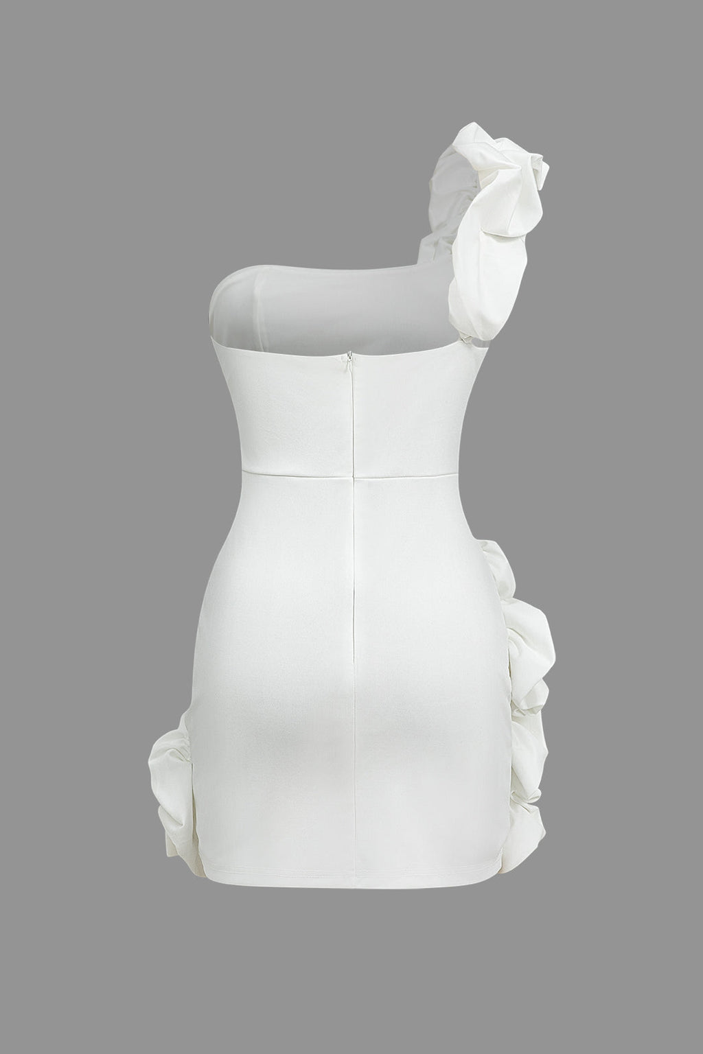 Tek Omuzlu Fırfırlı Mini Elbise