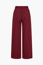 Basic Katı Dantelli Geniş Paça Pantolon