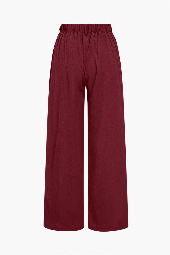 Basic Katı Dantelli Geniş Paça Pantolon