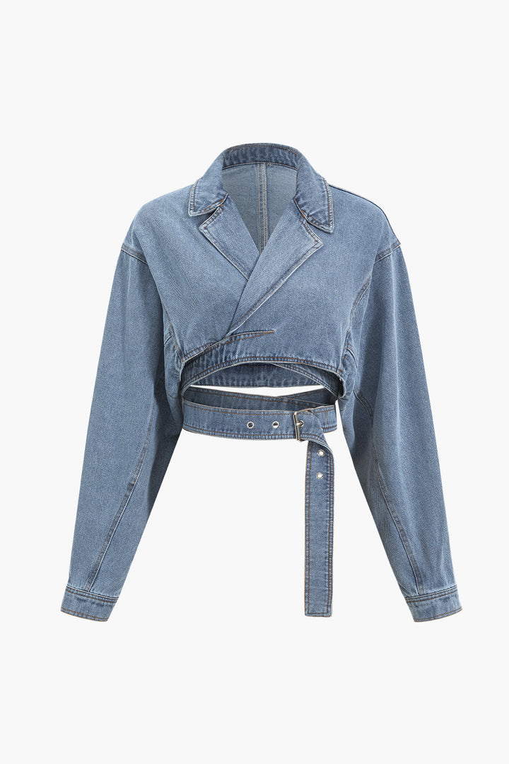 Denim Çapraz Kemerli Dış Giyim
