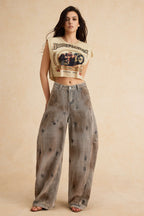 Eskitilmiş Denim Barrel Kot