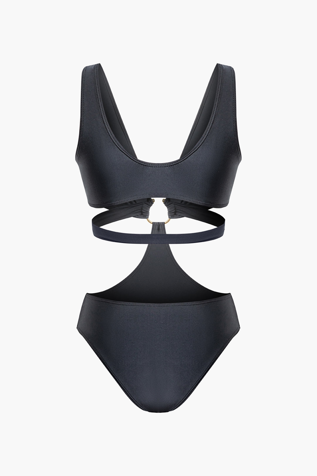 Kesik Detaylı V Yaka Tek Parça Mayo