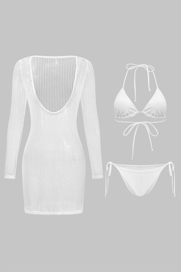 Bağlamalı Bikini ve Uzun Kollu Elbise Örtüsü 3&