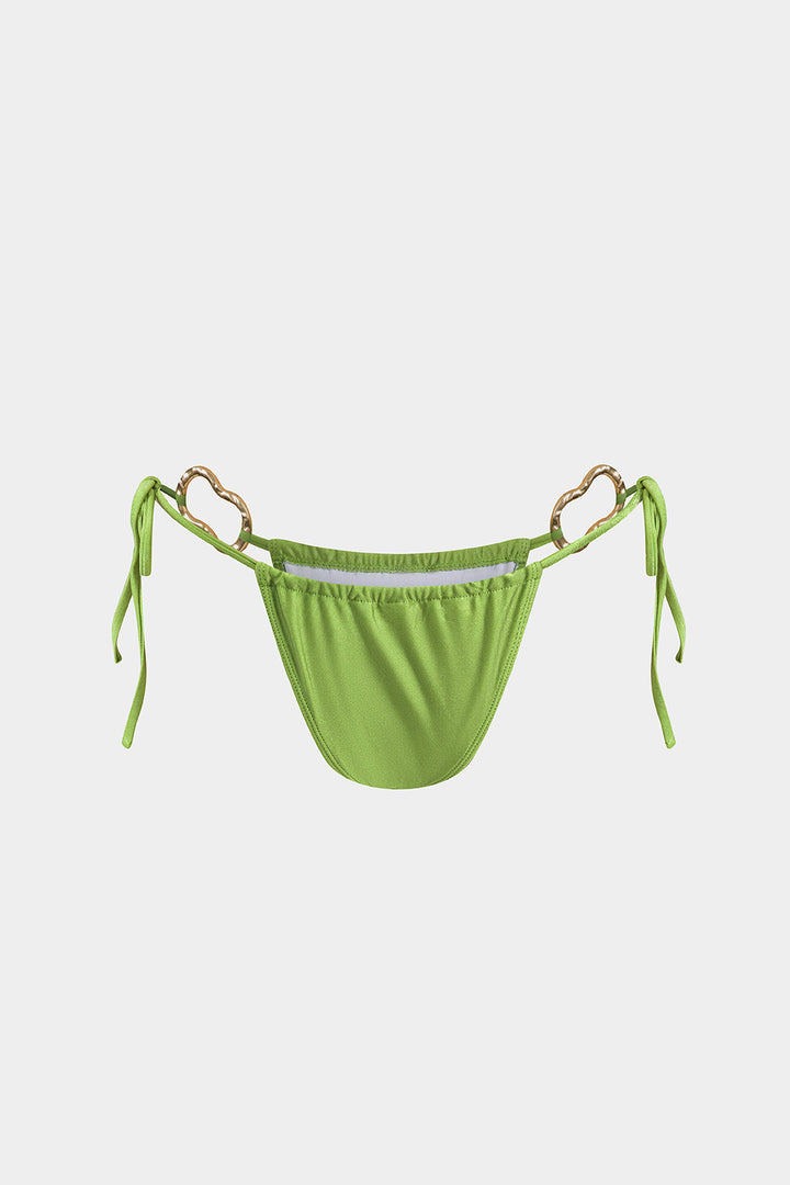 Metalik Büzgülü Bağlamalı Sırt Dekolteli Bikini Takımı