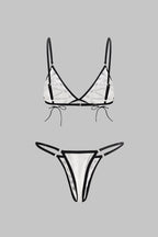 Kontrast Bağlamalı İnce Askılı İkili Bikini Takımı