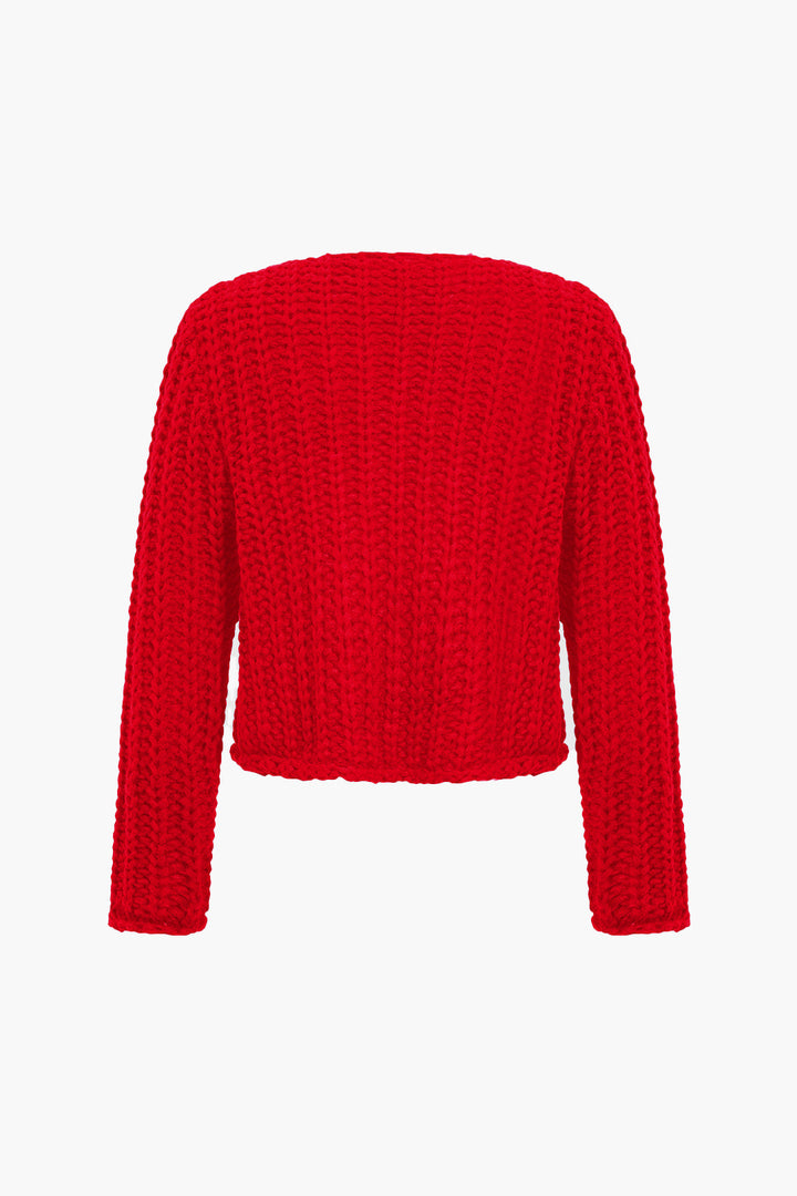 Örgü Düğmeli Cep Hırka