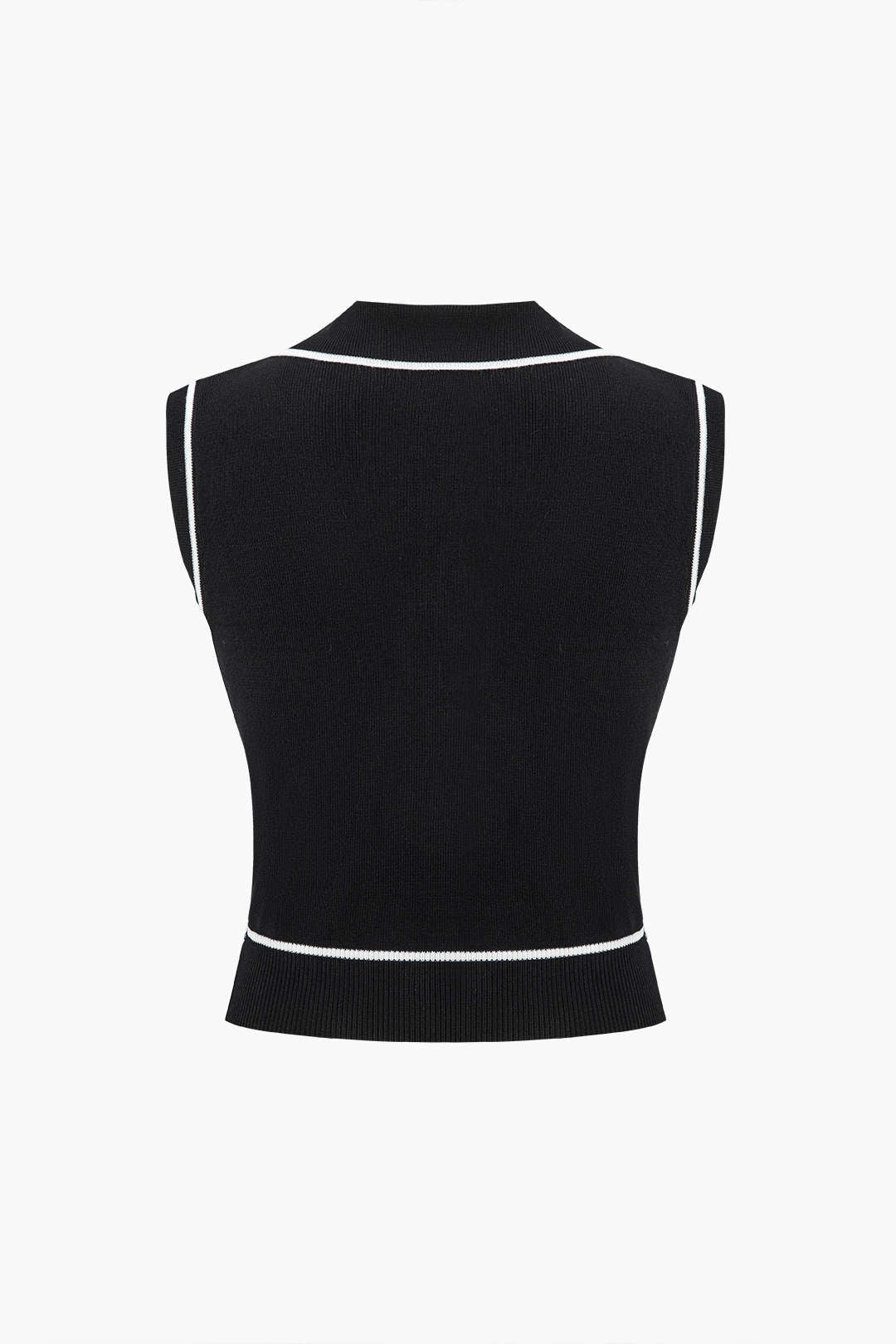 Örgü Renk Bloklu Düğmeli Yelek