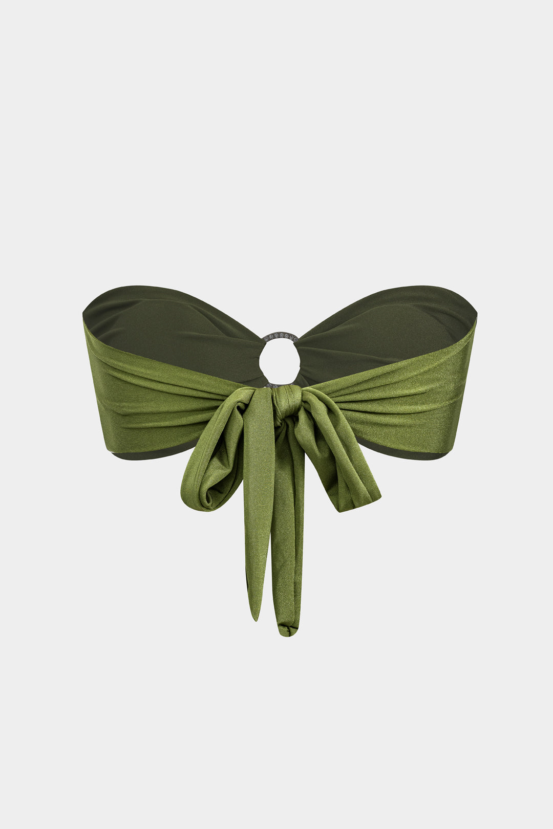 Metalik Strass Büzgülü Bağlamalı Sırt Dekolteli Bikini Takımı