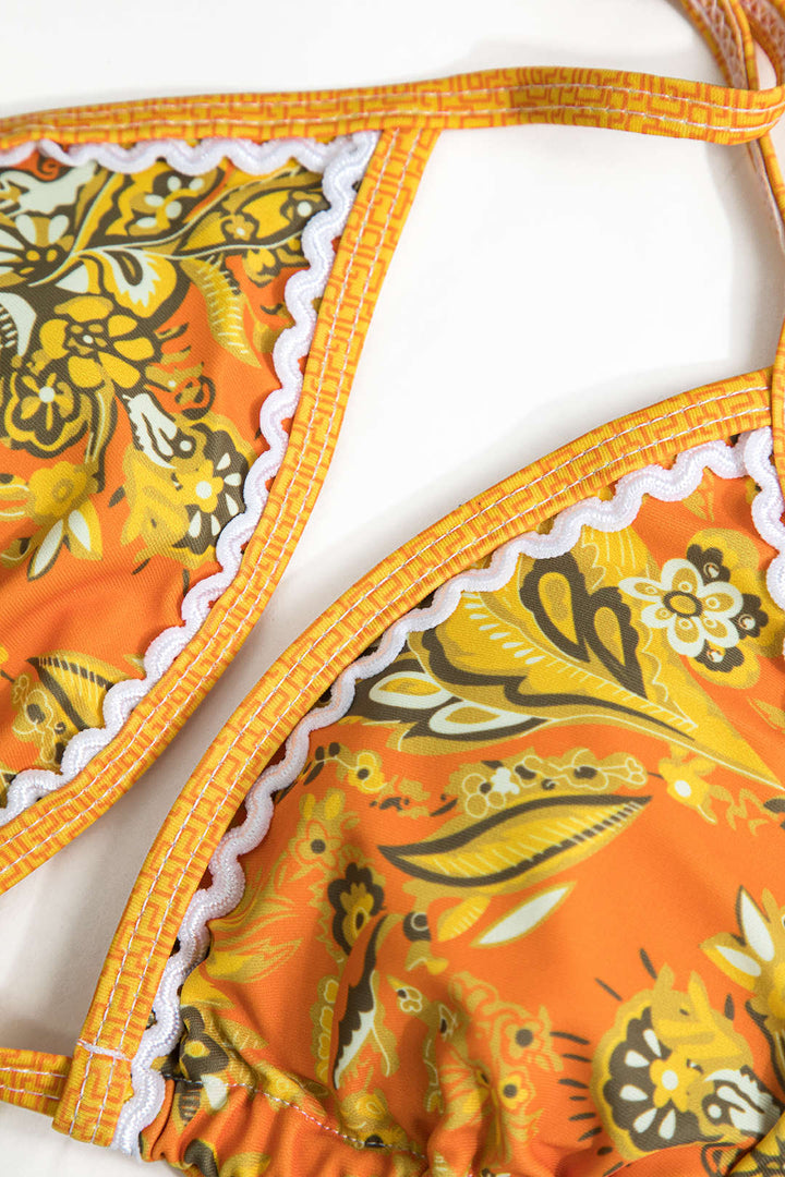 Retro Baskılı Halter Bikini Takımı