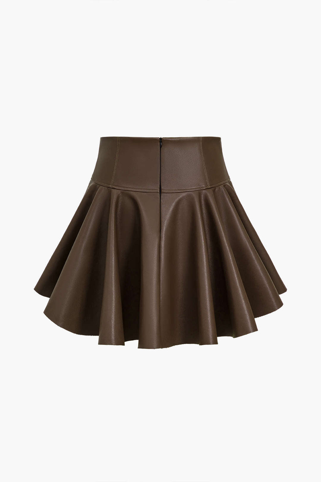 Basic Deri Pileli Mini Etek