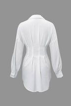 Katı Dantelli Uzun Kollu Mini Elbise