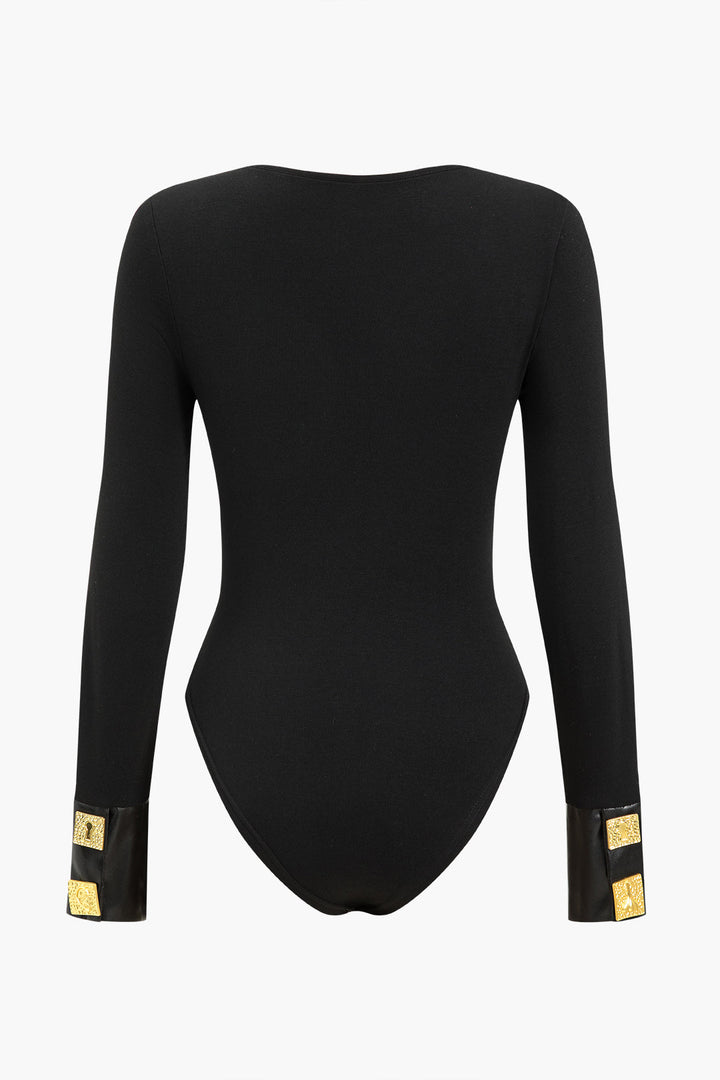 Shapewear deri Düğmeli Bodysuit