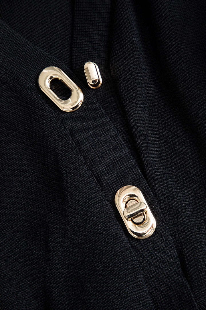 Yakalı Düğmeli Triko Hırka